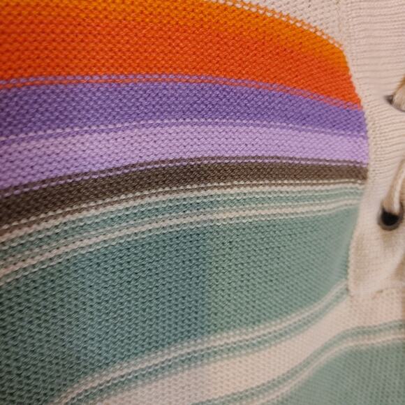 Chaps Size Medium M Cotton Stripes Striped Colorful Long Sleeve Sweater Top - Picture 6 of 10